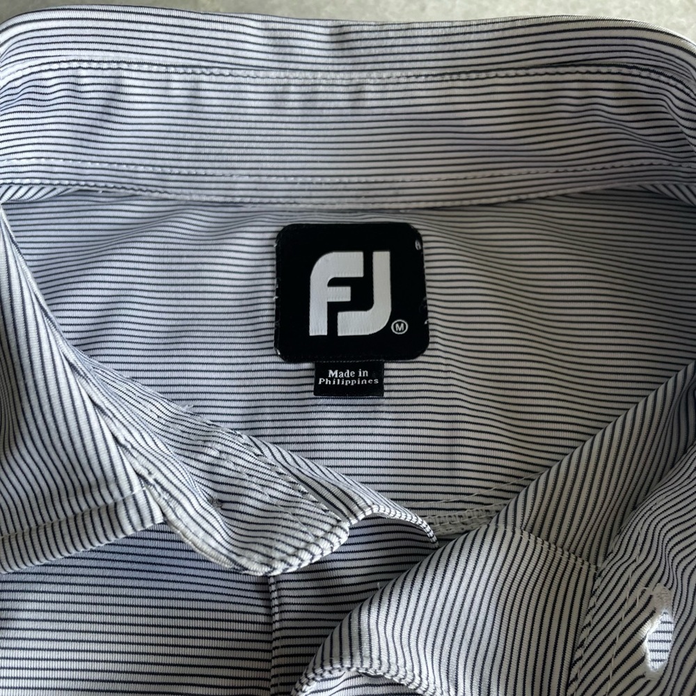 Foot Joy Navy Blue/White Pinstripe Polo Size Medium